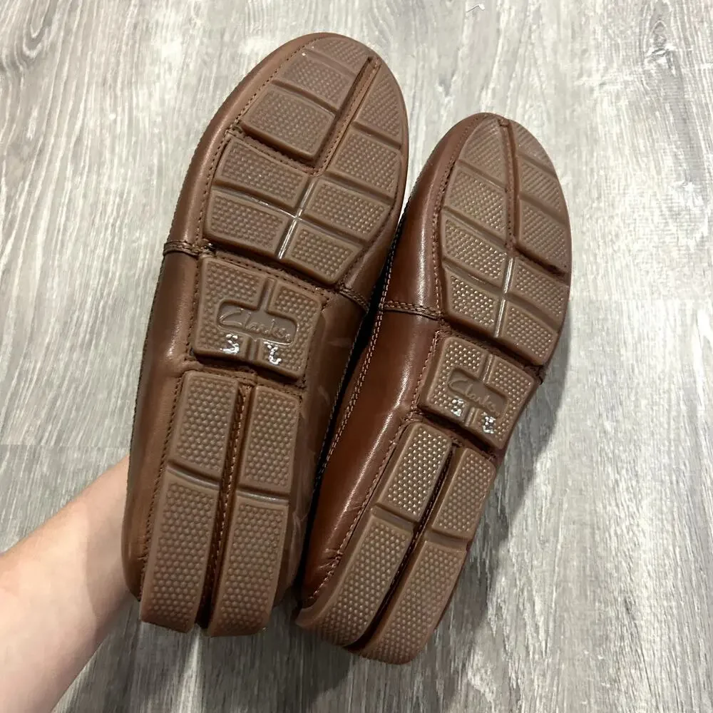 Clarks Markman Way Brown Leather Loafers NEW Size 9